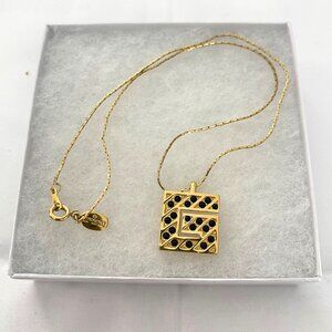 Givenchy Black Stone and Gold Plated G Necklace